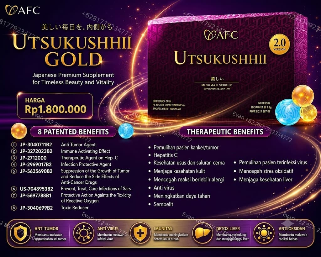 Detail manfaat & paten UTSUKUSHHII GOLD